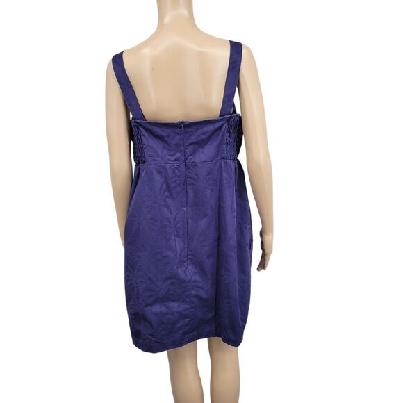 Tori Richard Slim Shady Irina Jacquard Palm Tree Print Mini Dress Navy - Picture 2 of 13